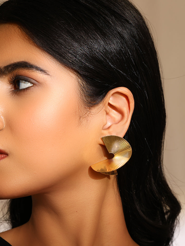 Priyaasi Swirl Designary Stud Gold Plated Earrings