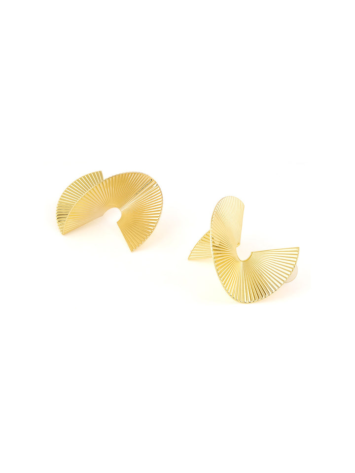 Priyaasi Swirl Designary Stud Gold Plated Earrings