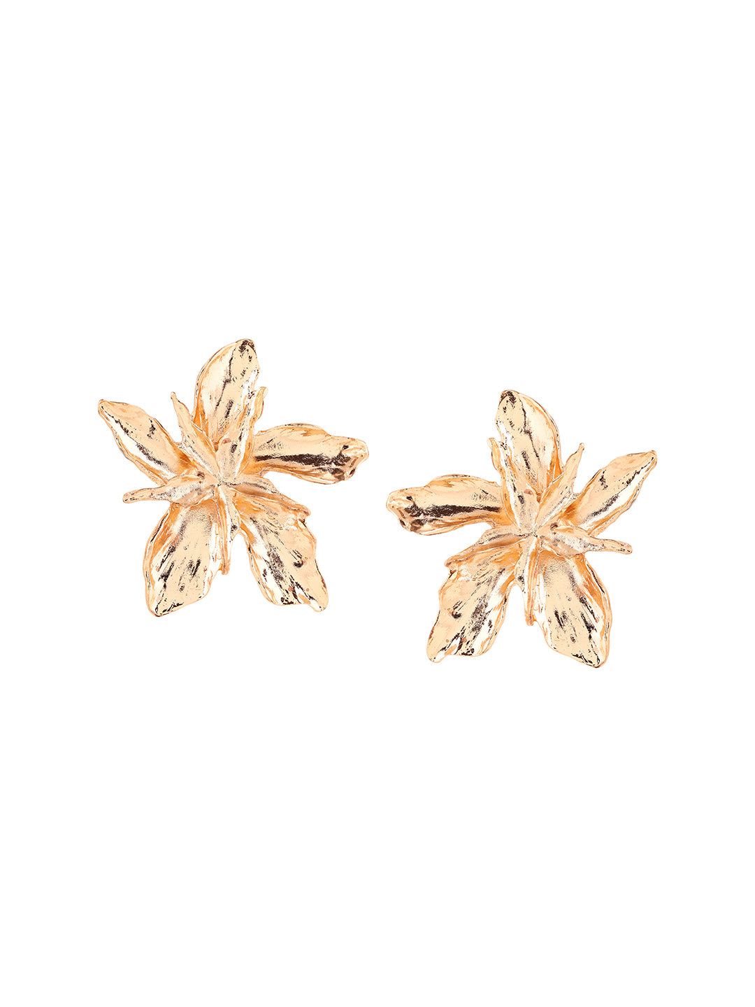 Priyaasi Chic Metallic Floral Fashionary Stud Earrings