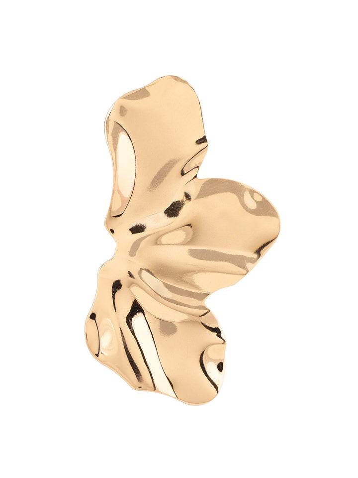 Priyaasi Hammered Style Gold Plated Floral Stud Earrings