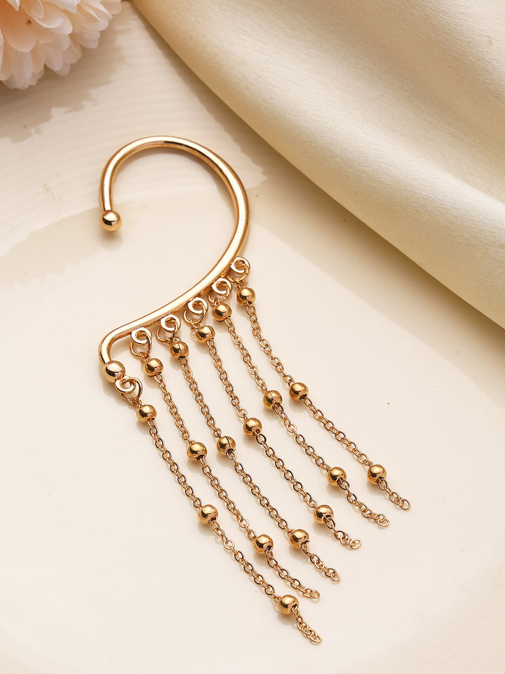 Priyaasi Gold Plated Simple Ball Danglers Ear Cuff Earring