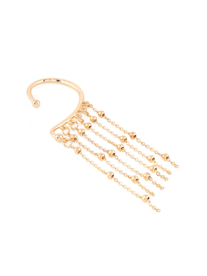 Priyaasi Gold Plated Simple Ball Danglers Ear Cuff Earring