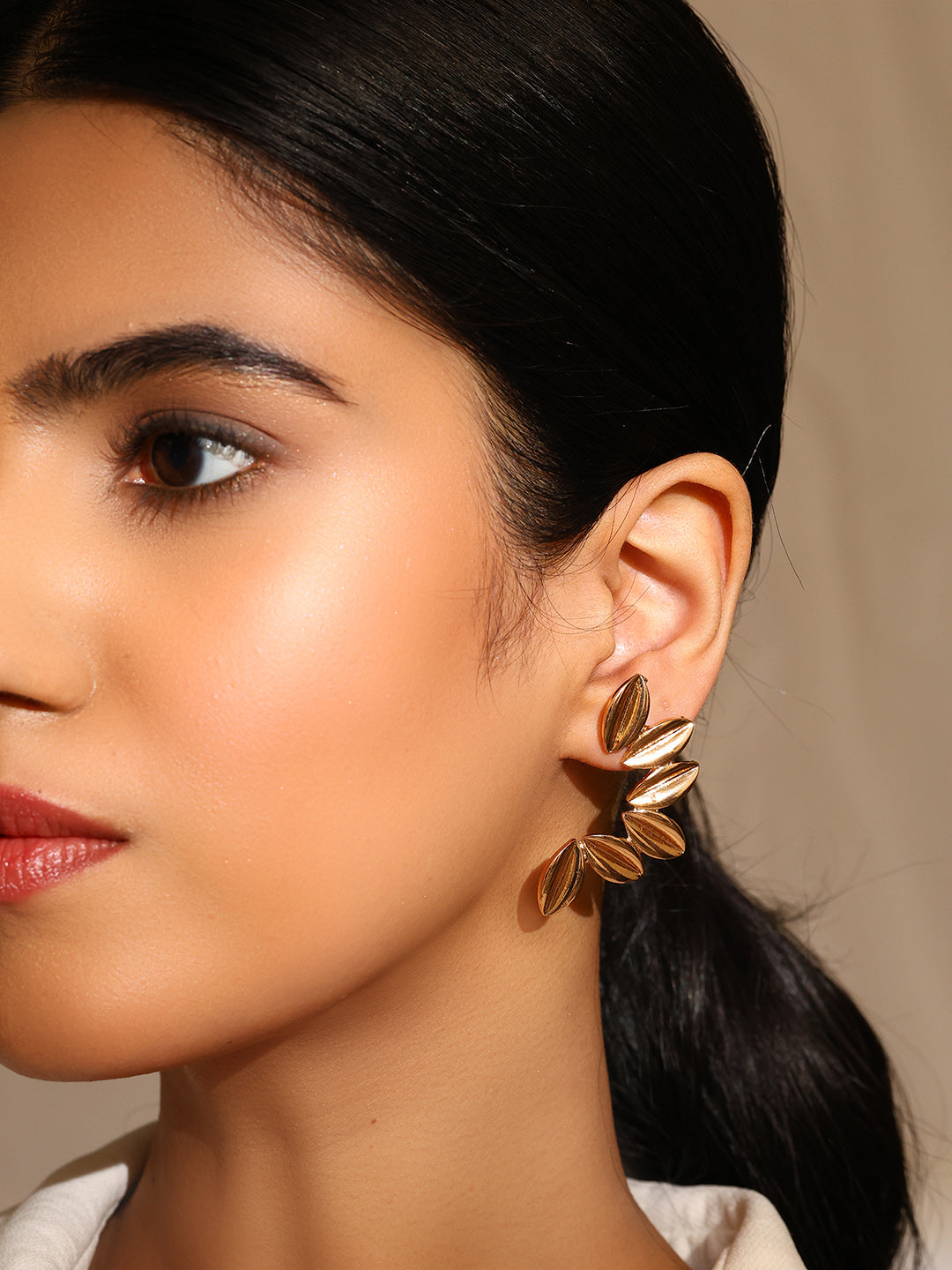 Priyaasi Melon Statement Gold Plated Metal fashionary Stud Earrings