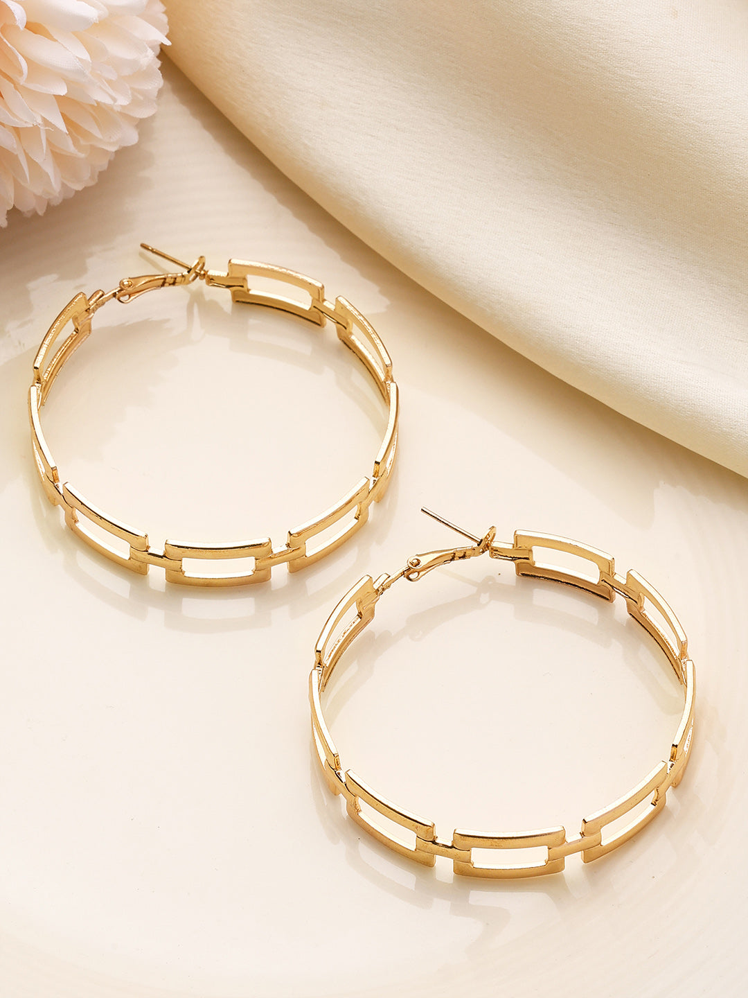 Priyaasi Statement Gold Plated Fashion Hoop Earrings