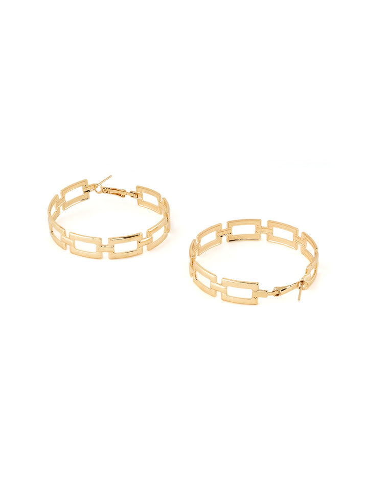 Priyaasi Statement Gold Plated Fashion Hoop Earrings