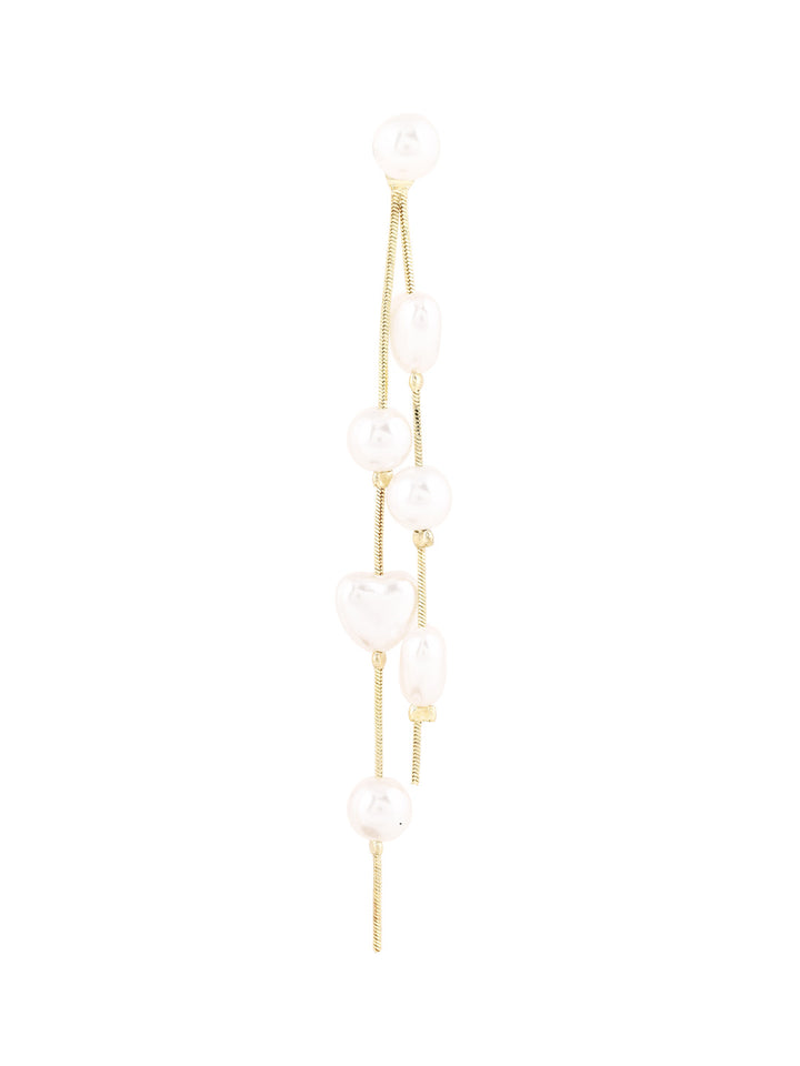 Priyaasi Pearl Studded Gold Plated Tassels pearls Danglers Earrings