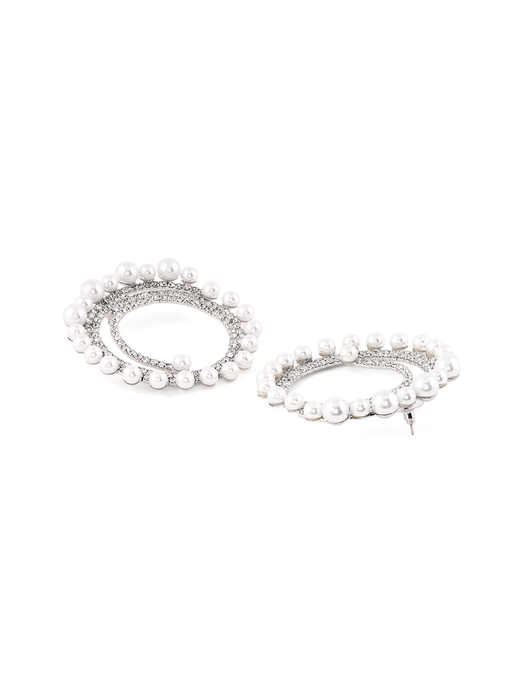 Priyaasi Swirl Silver Plated Pearl Stud Earrings