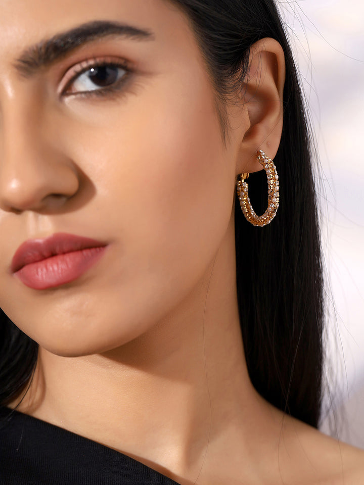 Prita Elegant Pearl Gold Plated Ring Earrings