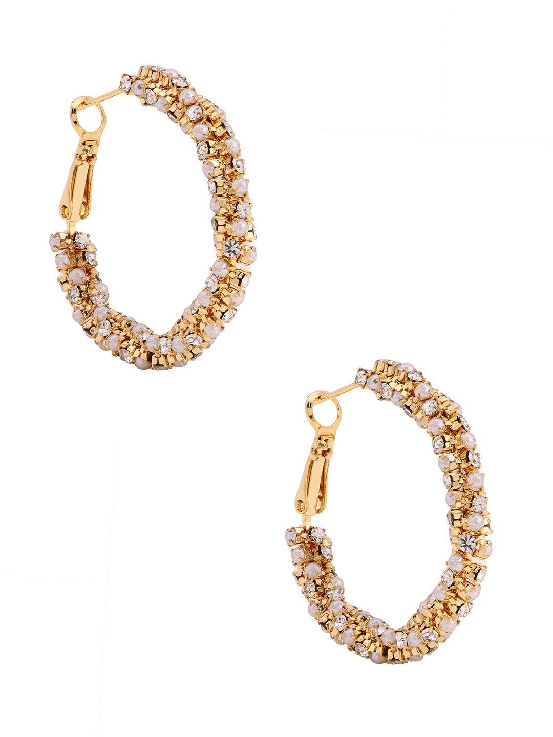 Prita Elegant Pearl Gold Plated Ring Earrings