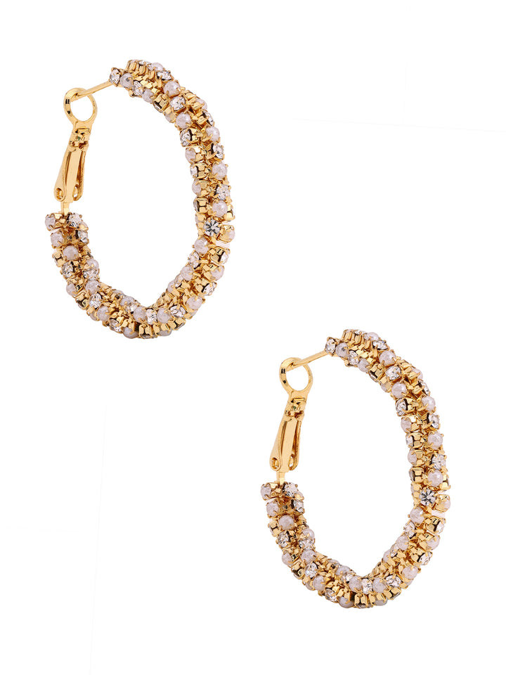 Prita Elegant Pearl Gold Plated Ring Earrings