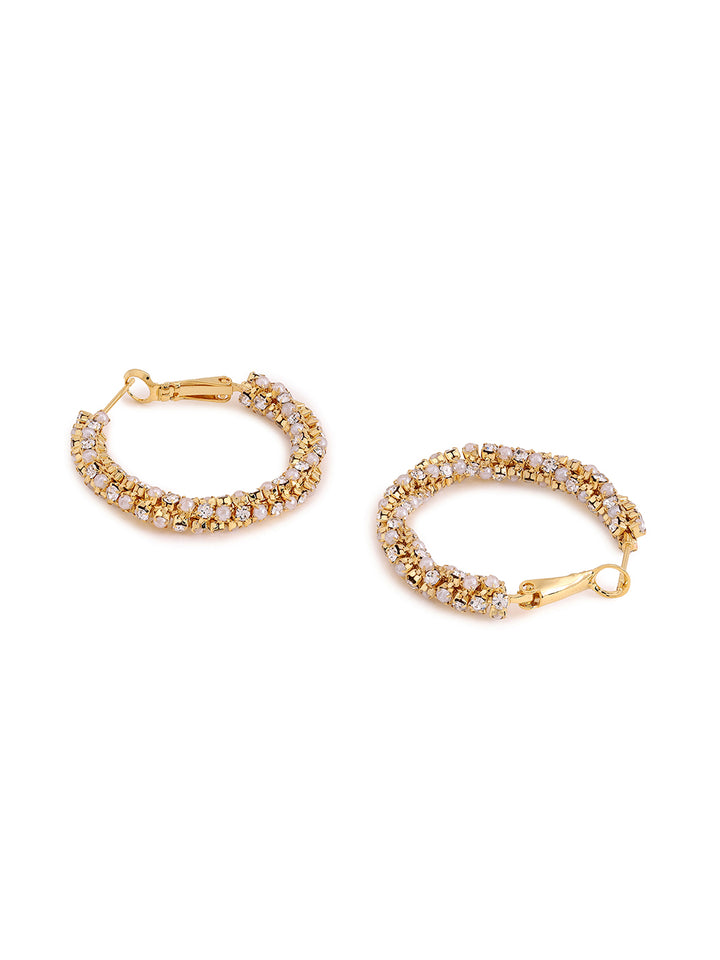 Prita Elegant Pearl Gold Plated Ring Earrings