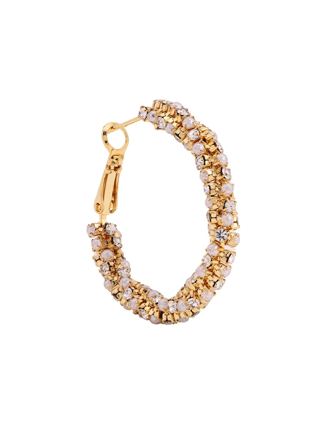 Prita Elegant Pearl Gold Plated Ring Earrings
