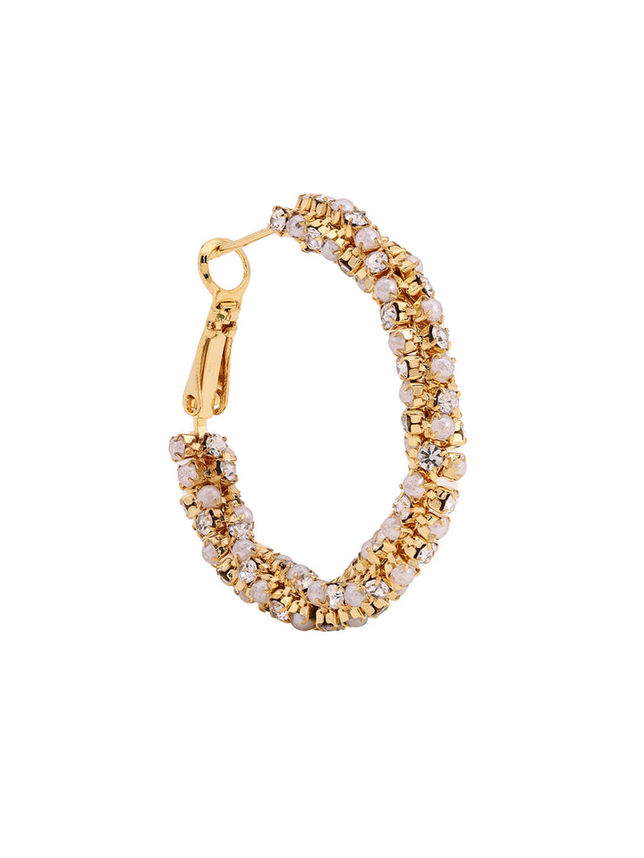 Prita Elegant Pearl Gold Plated Ring Earrings