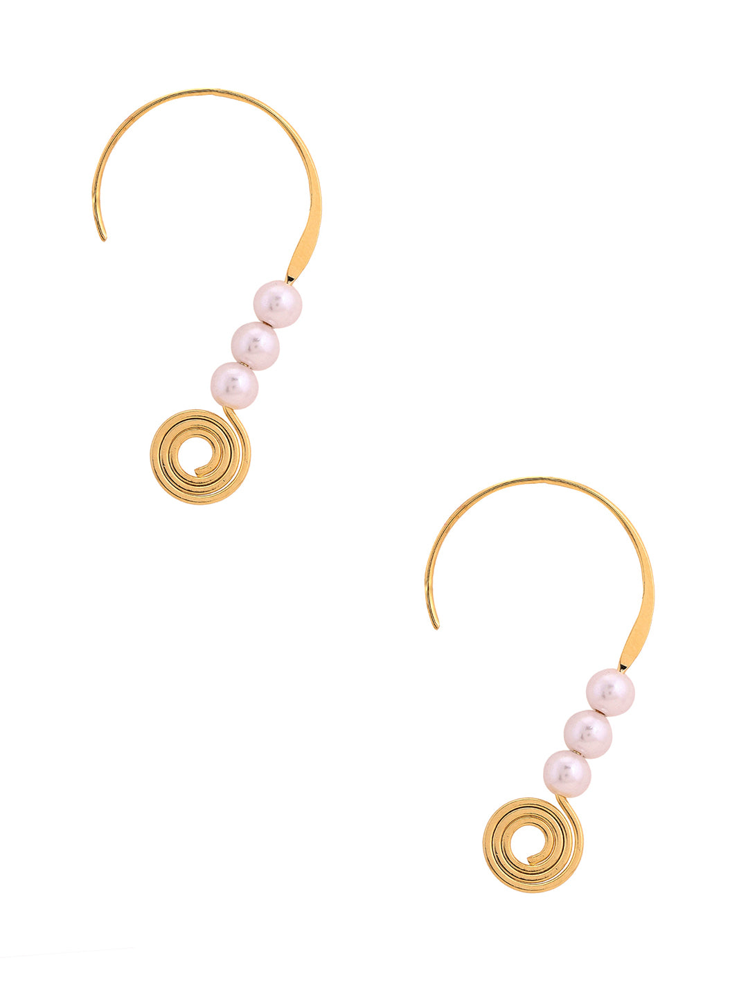 Prita Simple Gold Plated Pearl Hangings Earrings