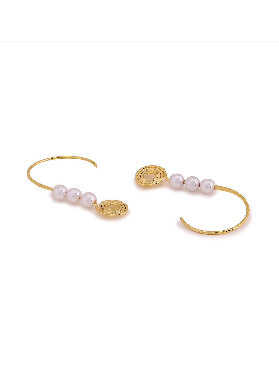 Prita Simple Gold Plated Pearl Hangings Earrings
