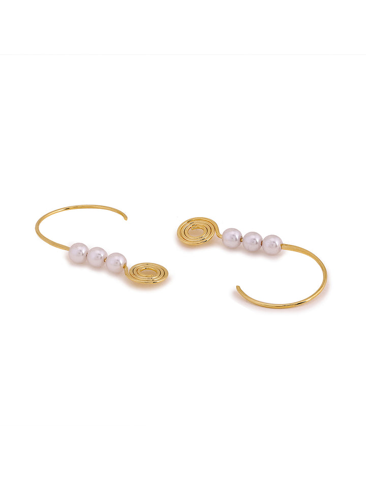 Prita Simple Gold Plated Pearl Hangings Earrings