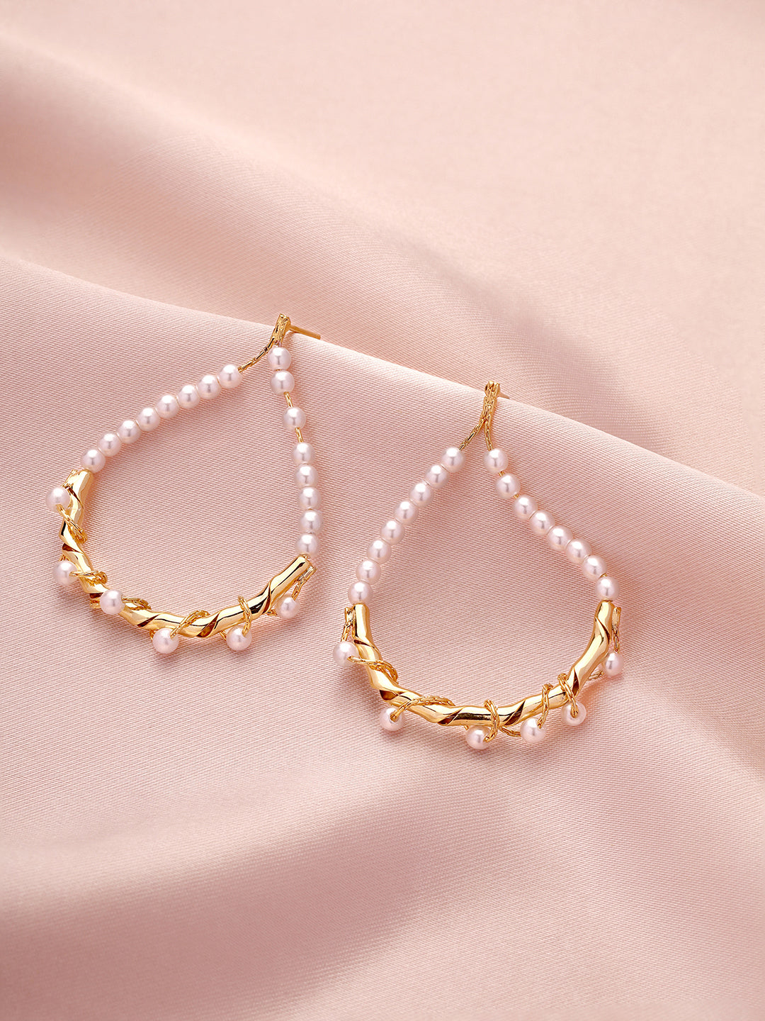 Prita Pearl Gold Plated Hangings Earrings