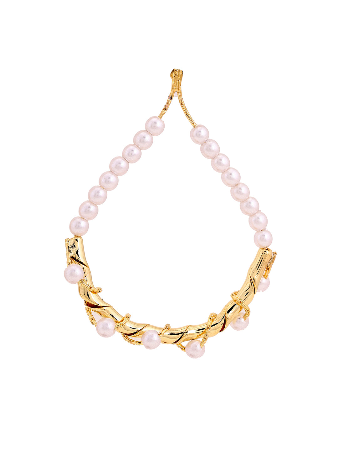 Prita Pearl Gold Plated Hangings Earrings