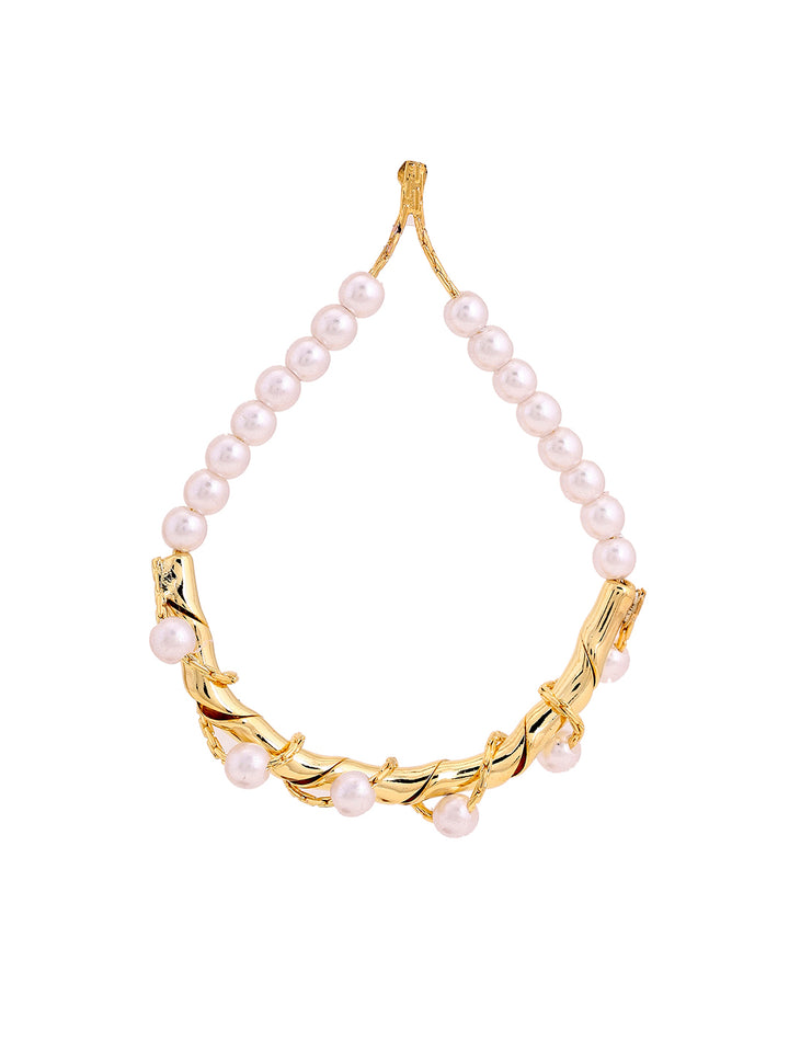 Prita Pearl Gold Plated Hangings Earrings