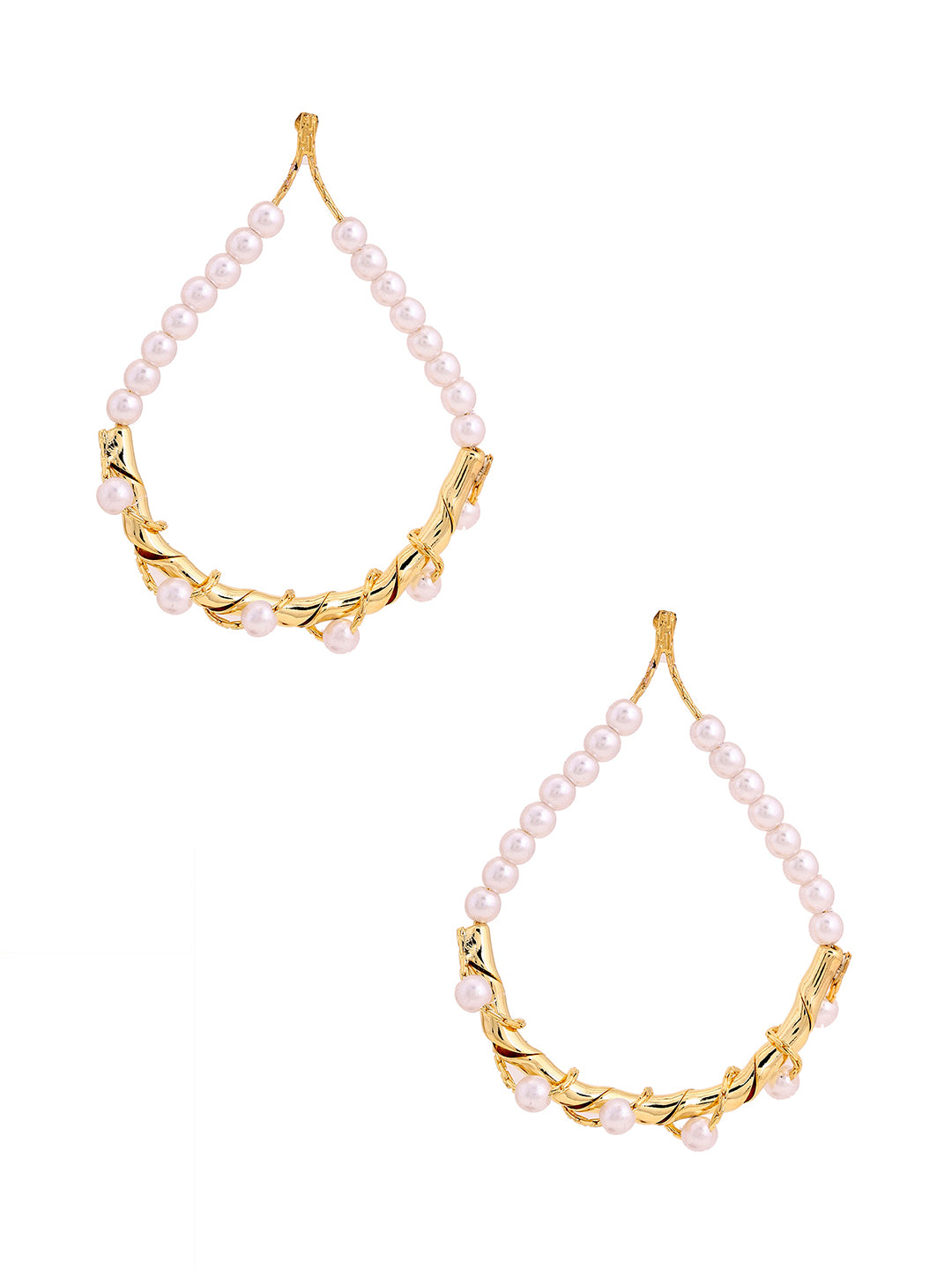 Prita Pearl Gold Plated Hangings Earrings
