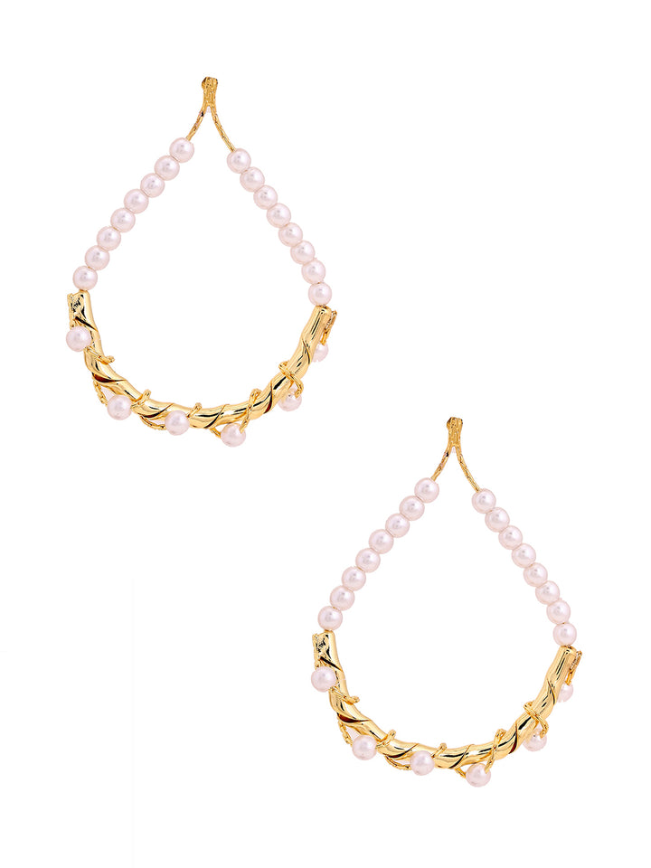Prita Pearl Gold Plated Hangings Earrings