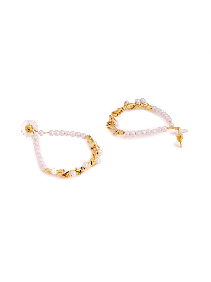 Prita Pearl Gold Plated Hangings Earrings