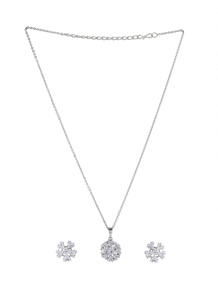 Priyaasi Silver Plated American Diamond Crystal Jewellery Set