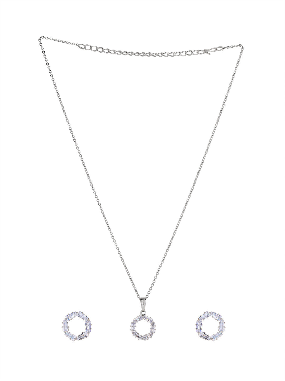 Priyaasi Silver Plated American Diamond Crystal Jewellery Set