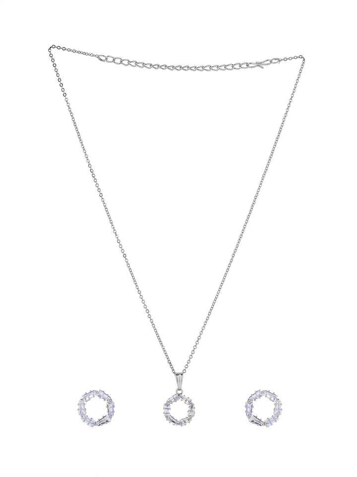 Priyaasi Silver Plated American Diamond Crystal Jewellery Set