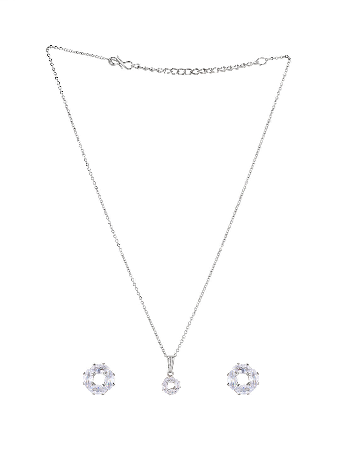 Priyaasi Silver Plated American Diamond Jewellery Set