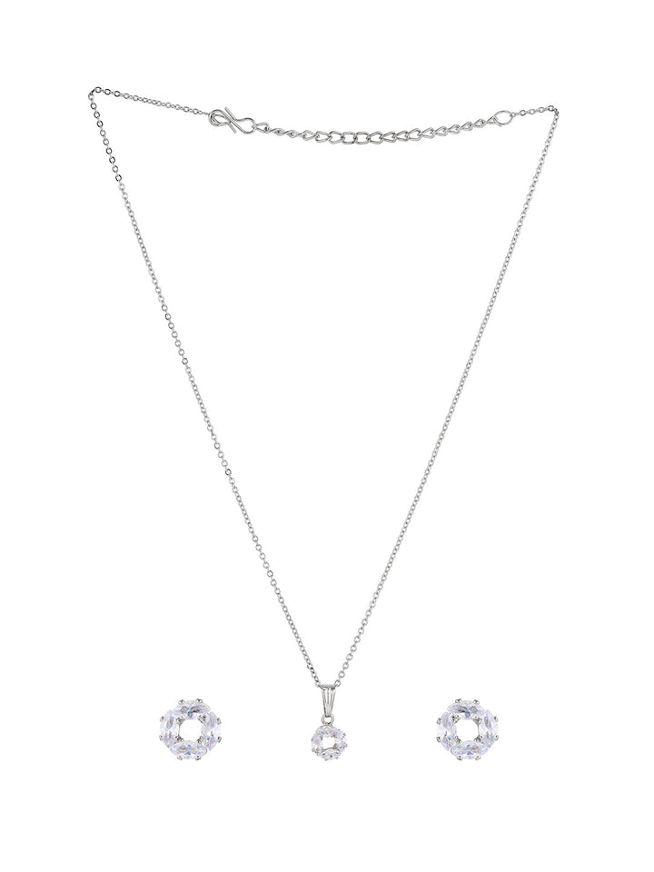 Priyaasi Silver Plated American Diamond Jewellery Set