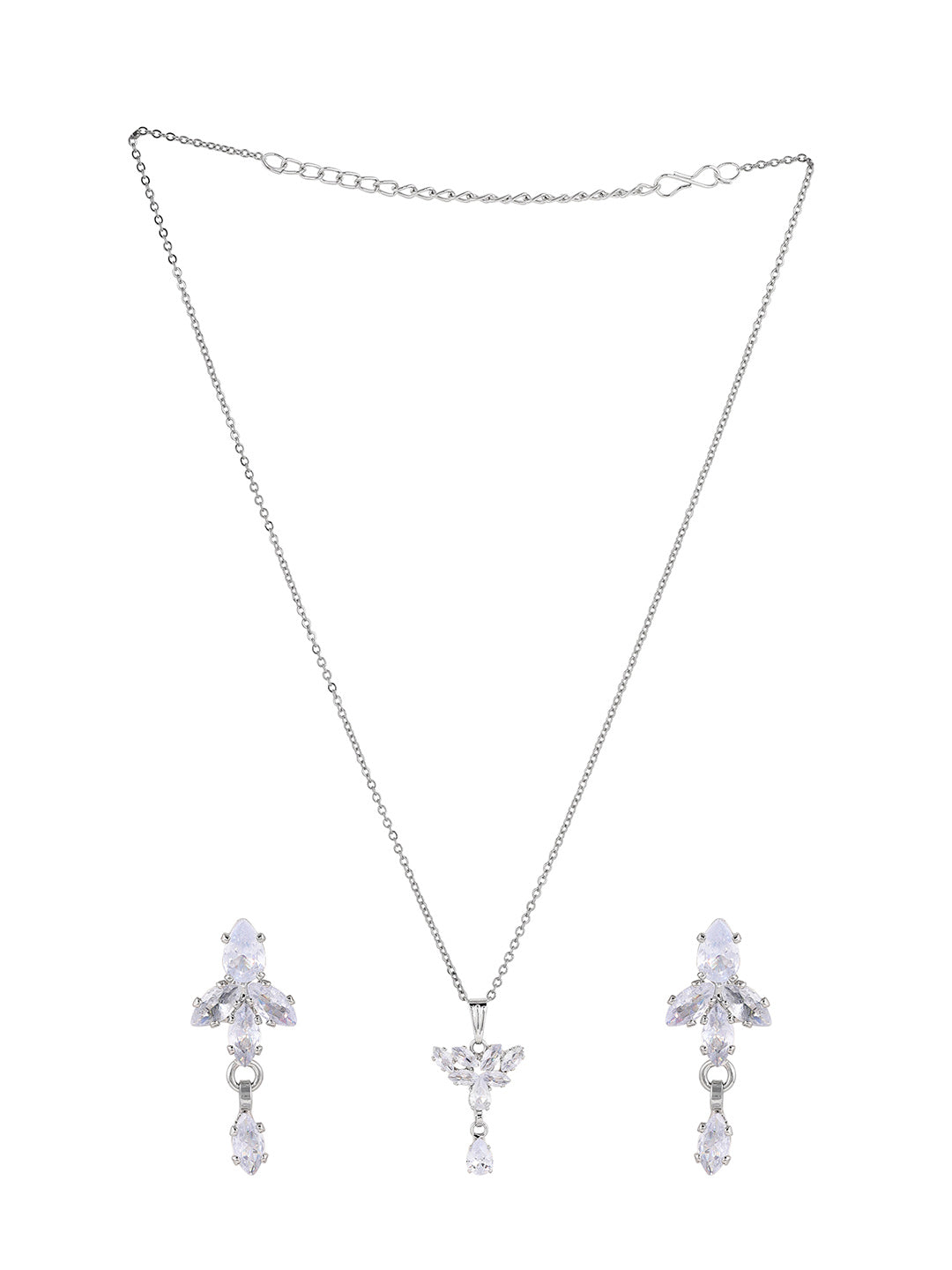 Priyaasi Silver Plated American Diamond Crystal Jewellery Set