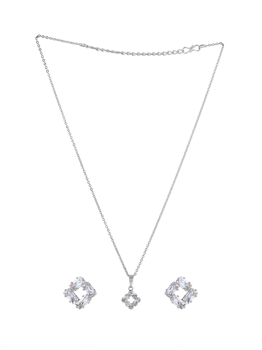 Priyaasi Silver Plated American Diamond Crystal Jewellery Set