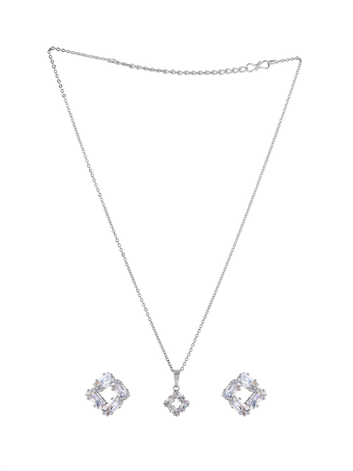 Priyaasi Silver Plated American Diamond Crystal Jewellery Set
