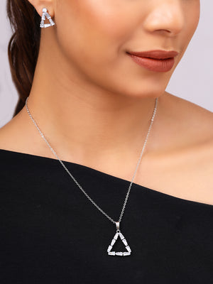 Priyaasi Silver Plated American Diamond Crystal Jewellery Set