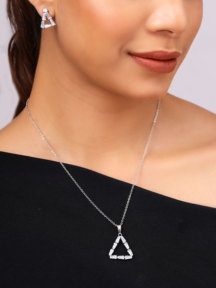 Priyaasi Silver Plated American Diamond Crystal Jewellery Set