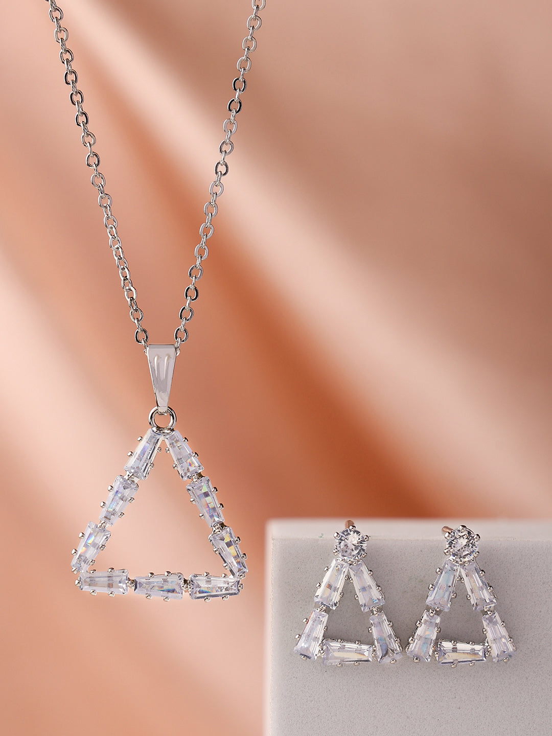 Priyaasi Silver Plated American Diamond Crystal Jewellery Set