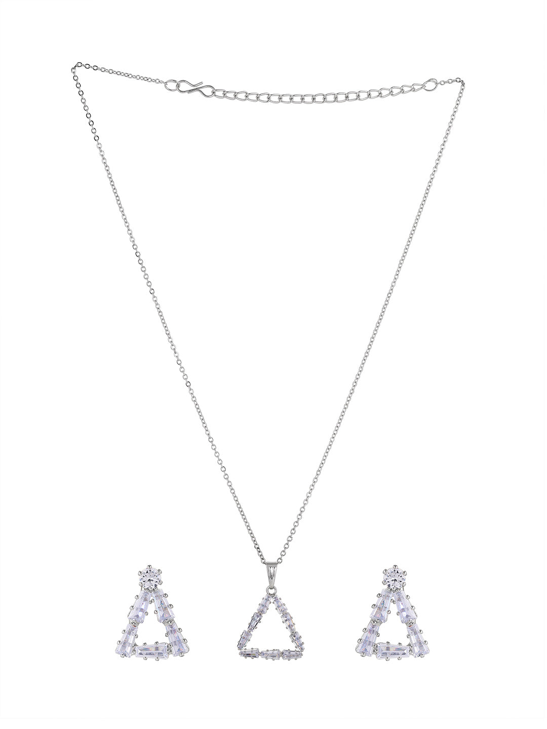 Priyaasi Silver Plated American Diamond Crystal Jewellery Set