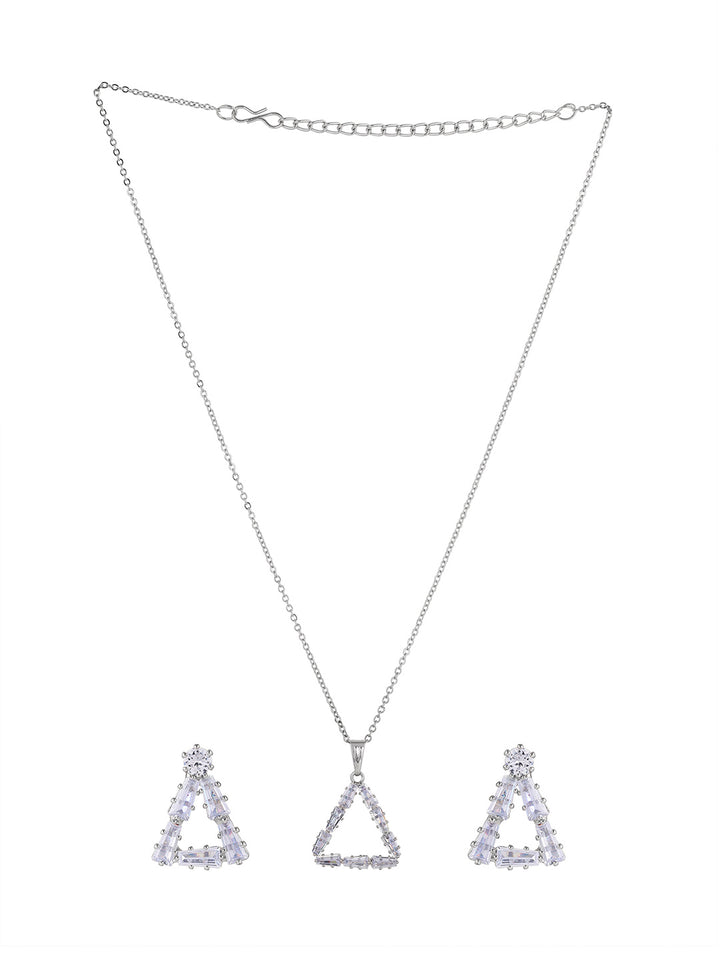 Priyaasi Silver Plated American Diamond Crystal Jewellery Set