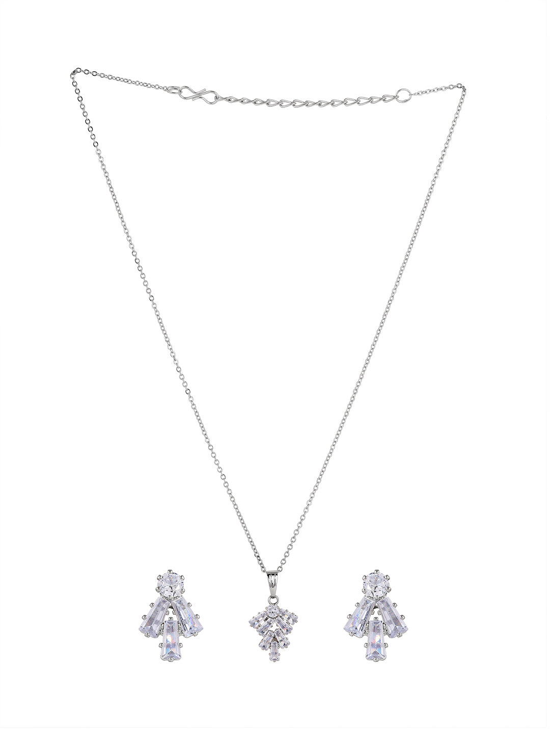Priyaasi Silver Plated American Diamond Crystal Jewellery Set
