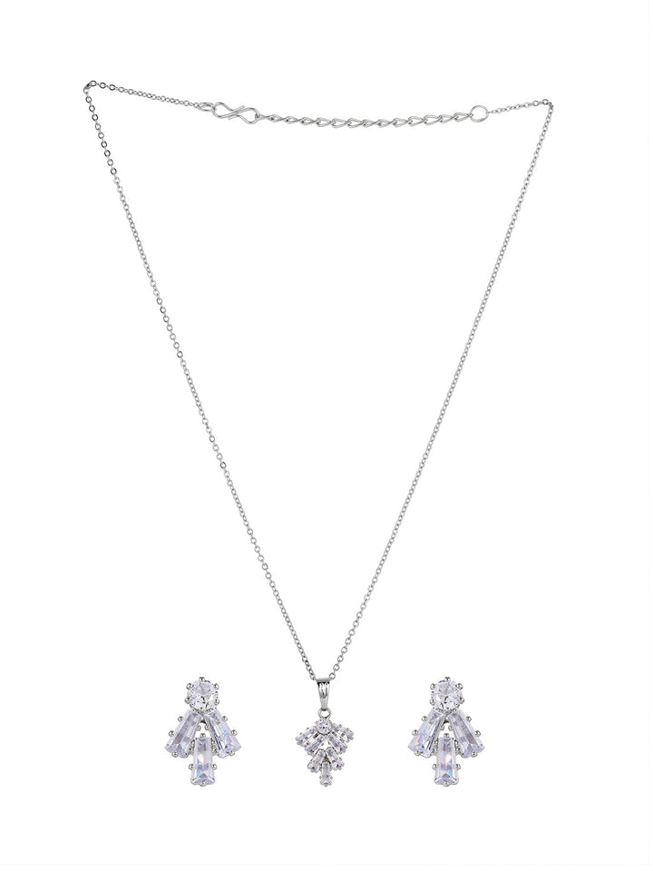 Priyaasi Silver Plated American Diamond Crystal Jewellery Set