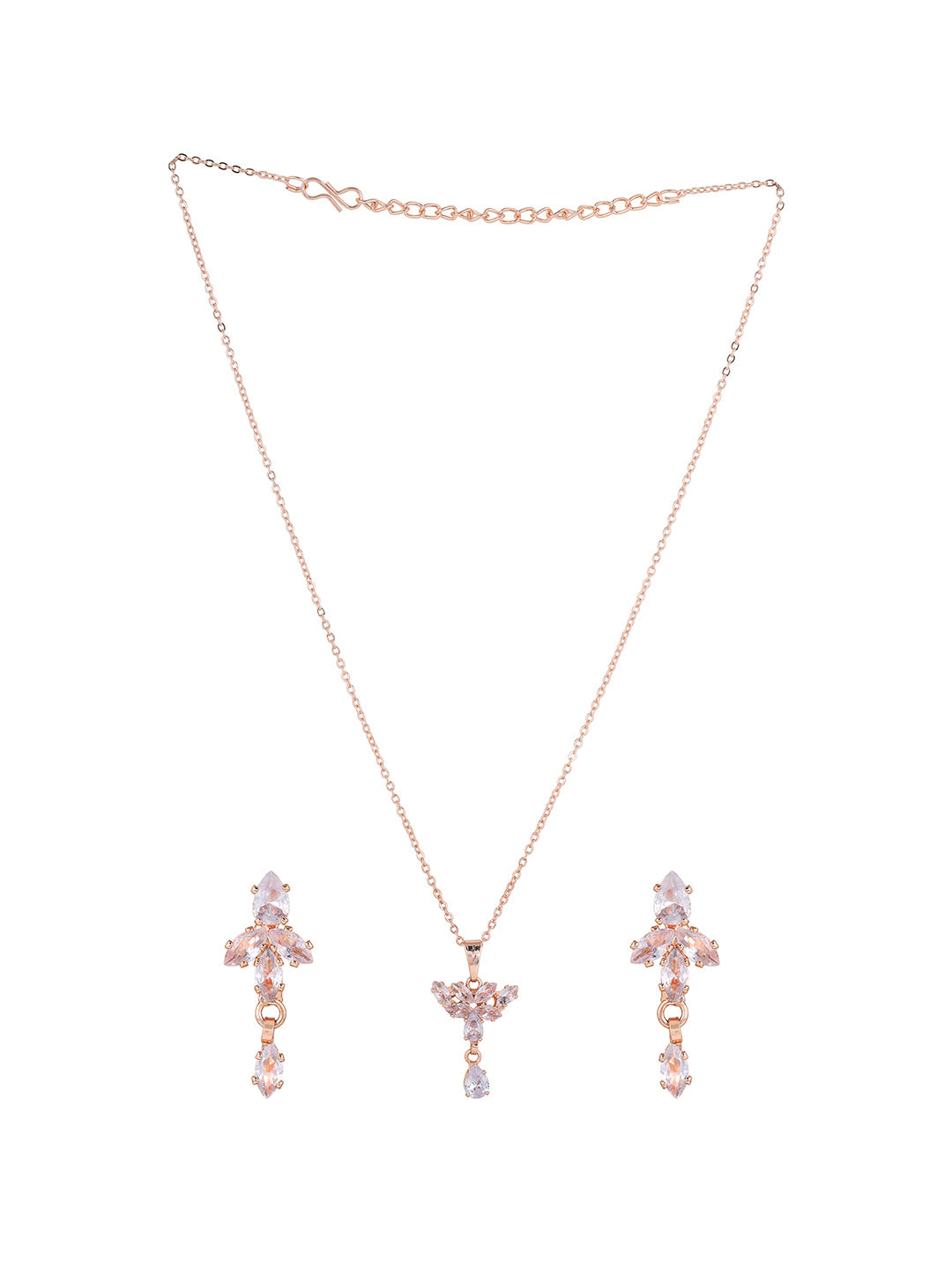 Priyaasi Rose Gold Plated American Diamond Crystal Jewellery Set