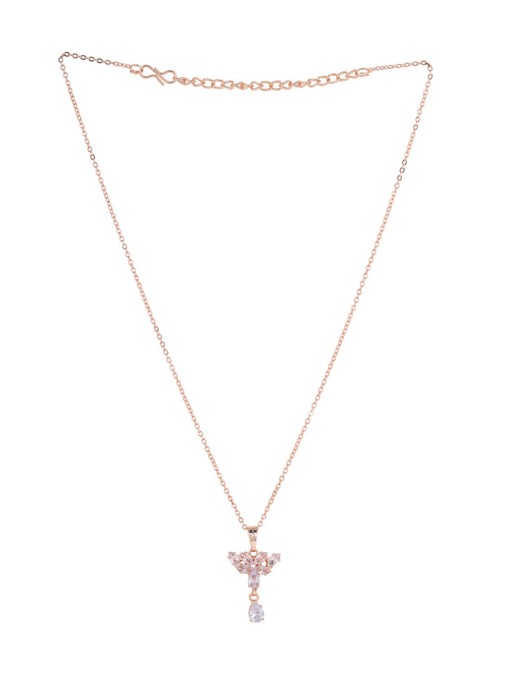 Priyaasi Rose Gold Plated American Diamond Crystal Jewellery Set