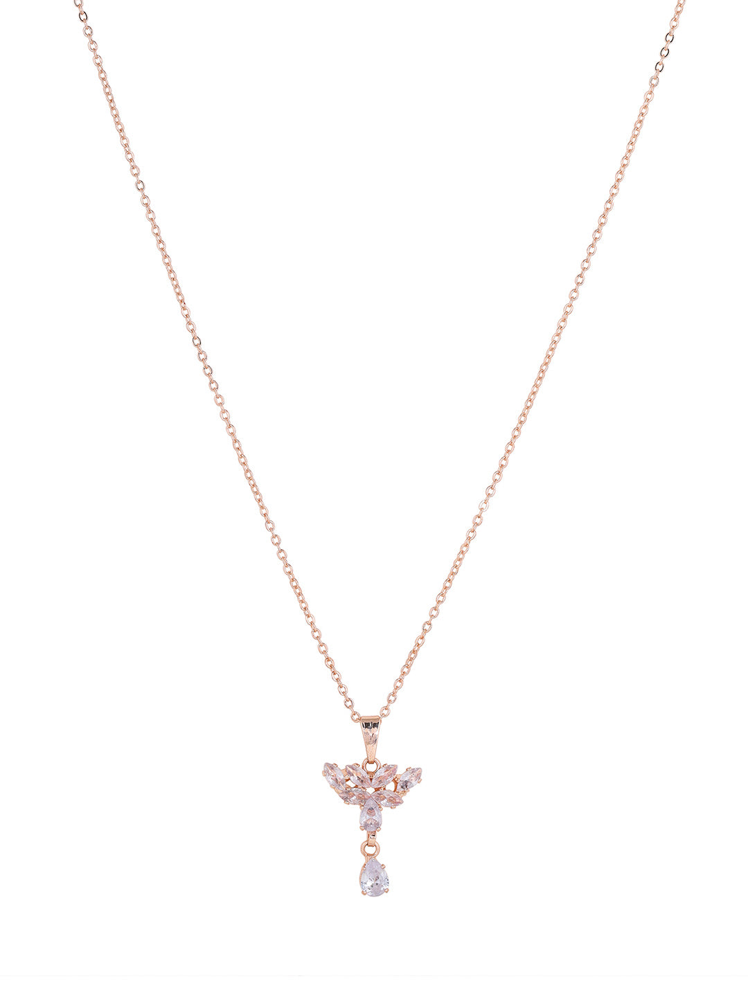 Priyaasi Rose Gold Plated American Diamond Crystal Jewellery Set