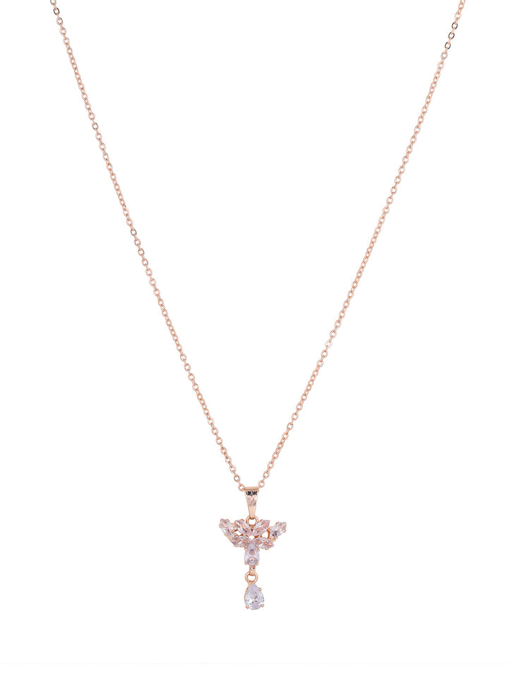 Priyaasi Rose Gold Plated American Diamond Crystal Jewellery Set