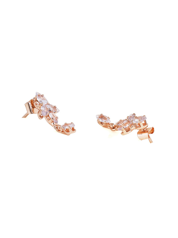 Priyaasi Rose Gold Plated American Diamond Crystal Jewellery Set