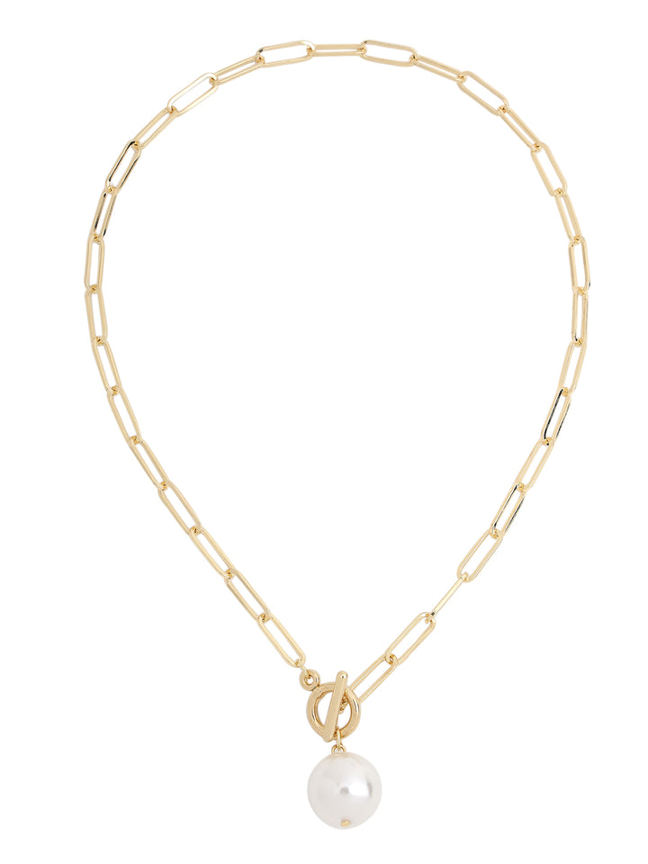 Prita by Priyaasi Long Links Pearl Drop Gold-Plated Necklace