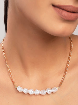 Prita by Priyaasi White Abstract Pearl Necklace