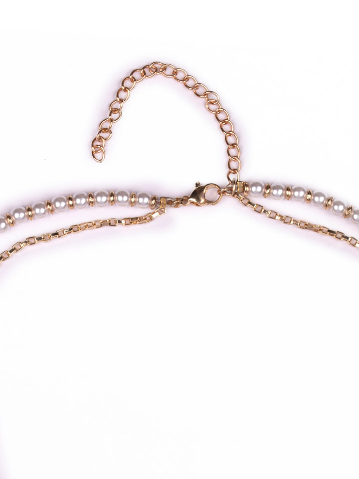 Prita by Priyaasi Pearl Gold Plated Teardrop Layered Necklace
