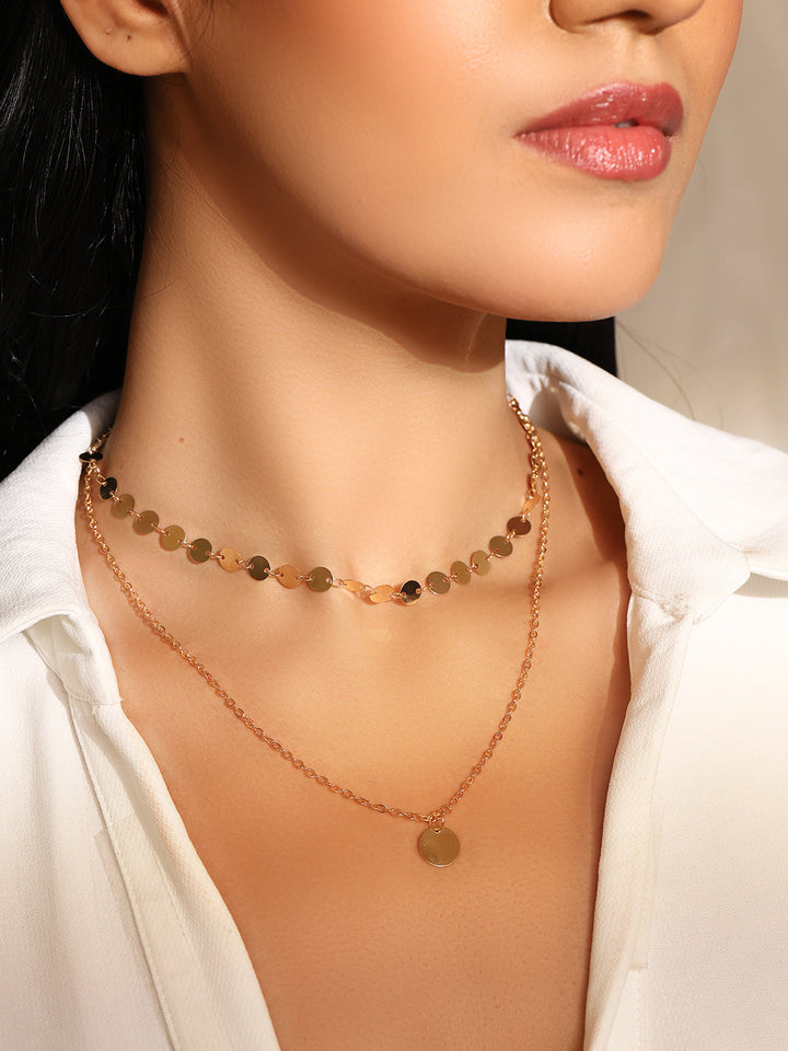 Priyaasi Gold Plated Two Layered Stylish Necklaces